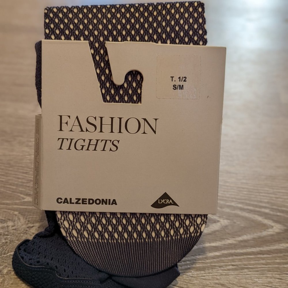 Calzedonia Fashion Tights Navy Blue Fish Net.  Size S/M
